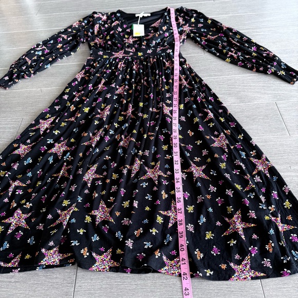 Boden Blouson Sleeve Fixed Wrap Jersey Midi Dress Black Star Floral 2 P NWT - Picture 15 of 16
